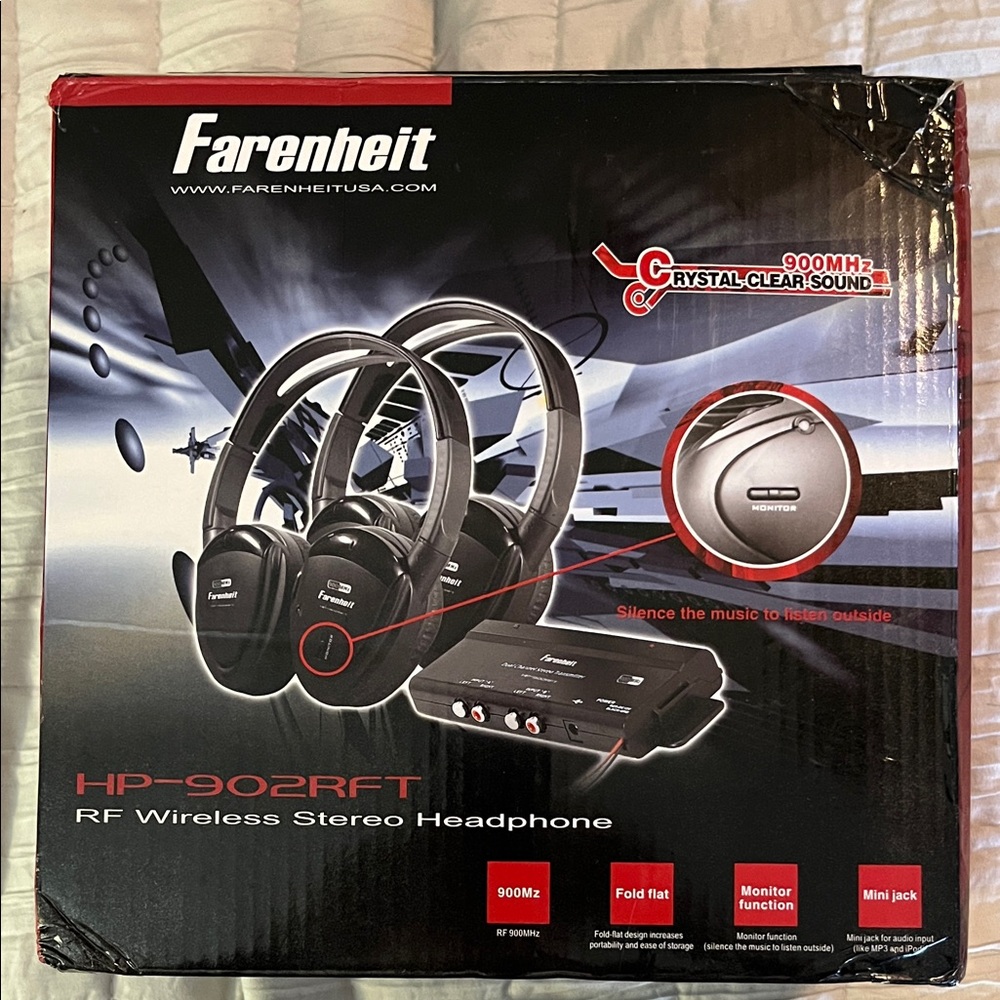Fahrenheit Black RF Wireless Over-Ear Headphones
